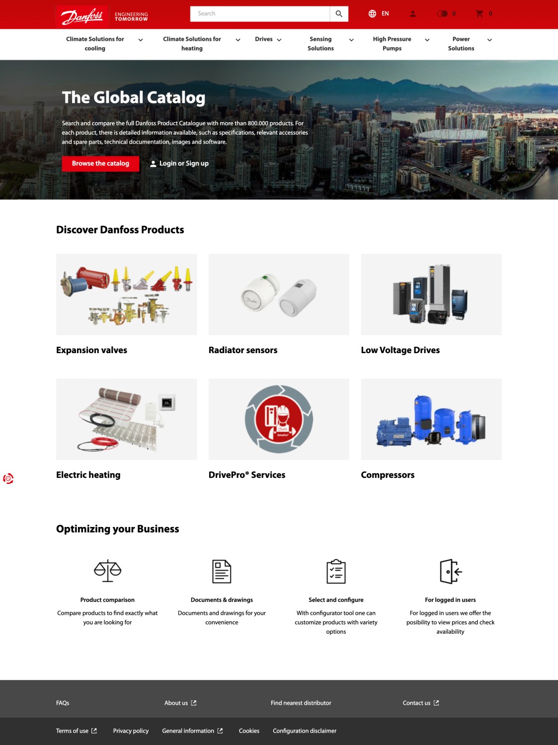Danfoss Product Store screenshot from 2024